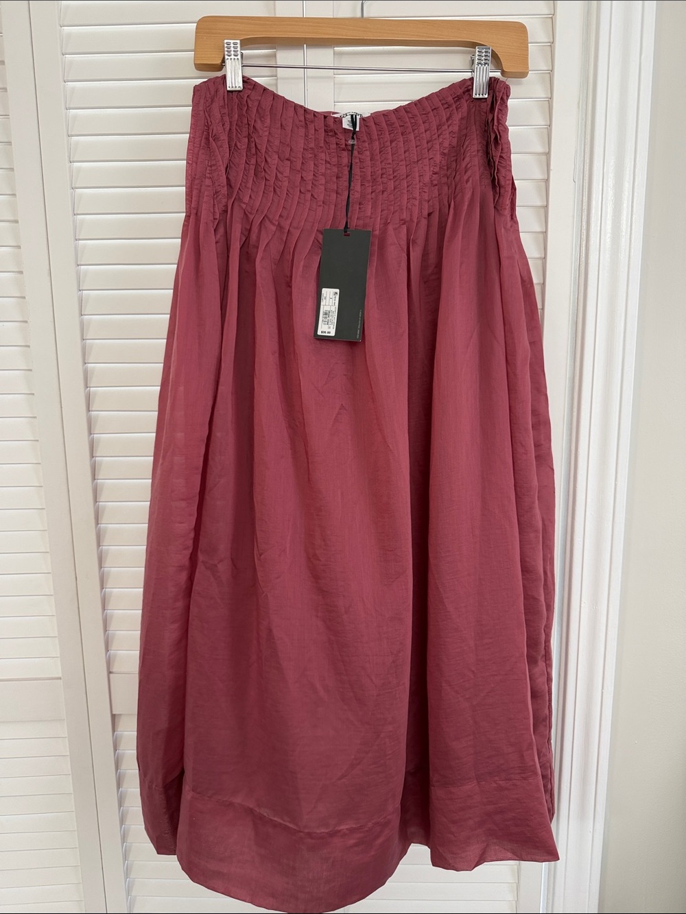 Future Collective Smocked Waist Midi Skirt in Dusty Rose